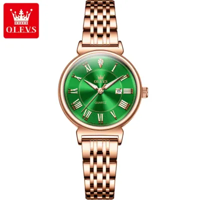 OLEVS 9997 Women's Watch - Green & RoseGold